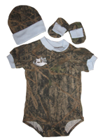 Camo/blue short sleeve onesie